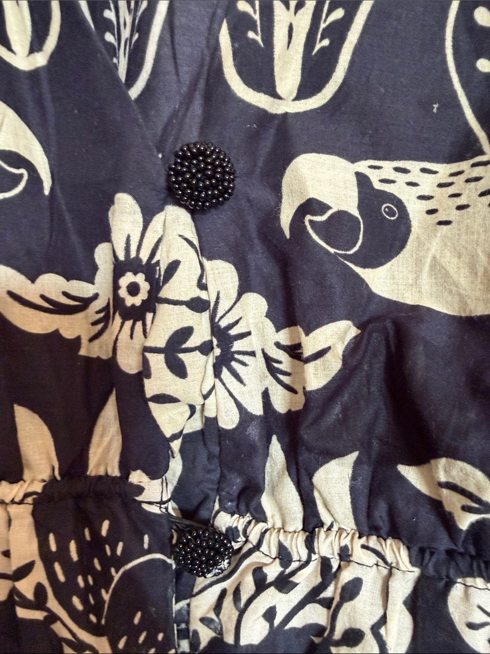 FARM Rio Black and Cream Botanical Bird Print Blouse - Picture 8 of 10